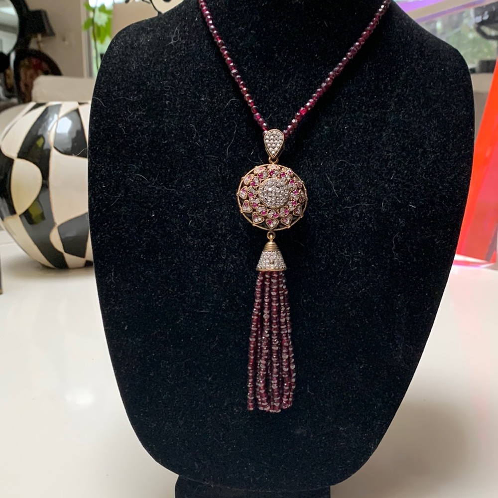 Garnet long elegant necklace